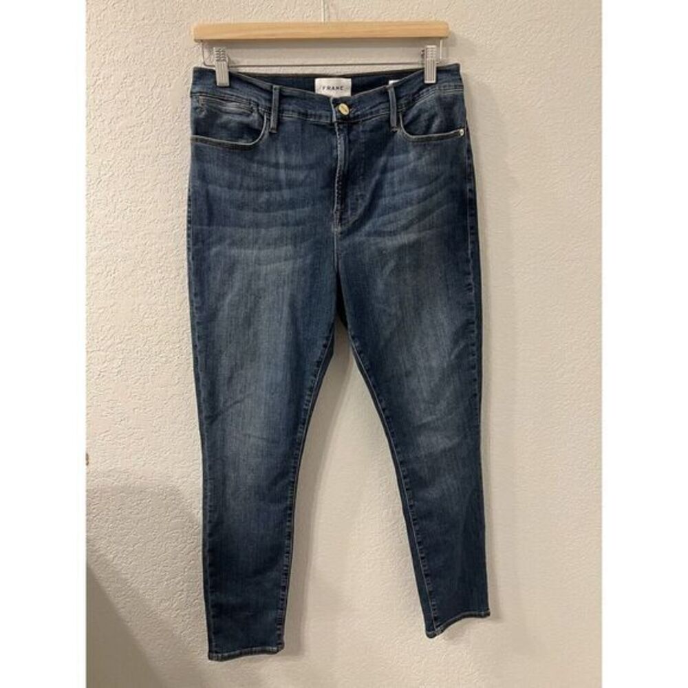 FRAME Le High Skinny Jeans Women's 31 Dark Wash Blue Stretch Denim High Rise